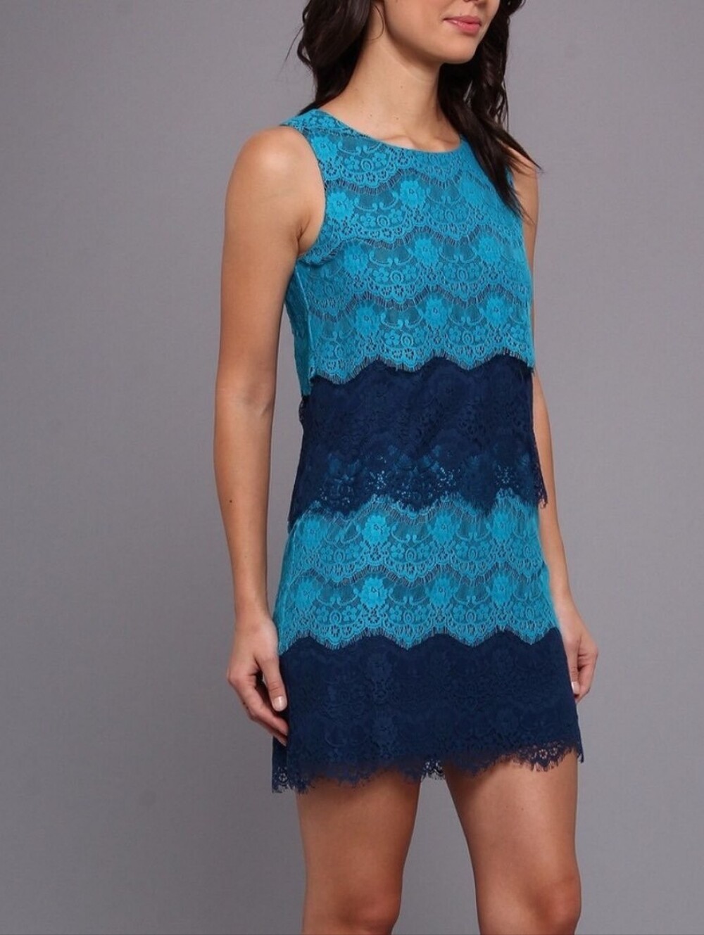 Jessica Simpson blue lace crochet mini dress